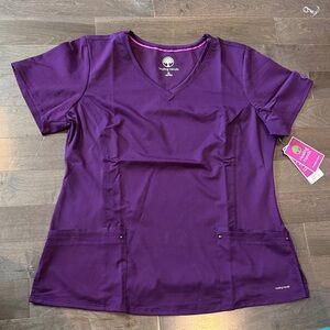 Healing Hands Women's V-Neck Scrub Top in Rich Purple